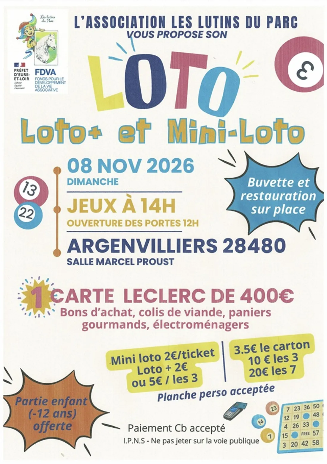 ARGENVILLIERS - Loto des Lutins du Parc