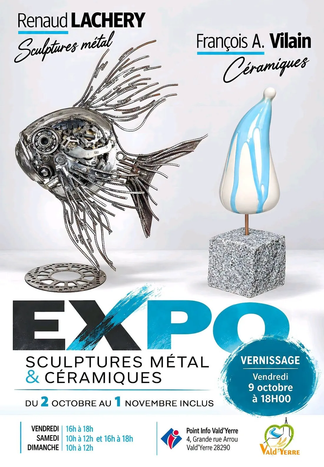 ARROU - Exposition : Renaud Lachery, sculpteur métal, et François A. Vilain, céramiste