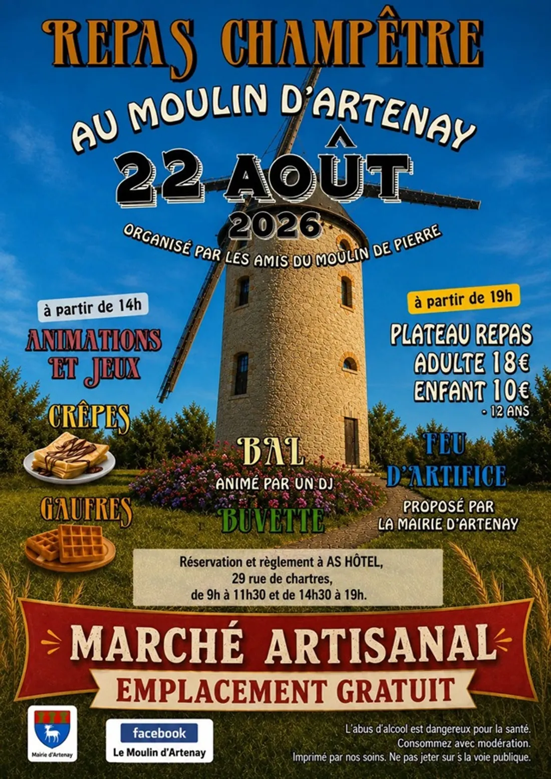 ARTENAY (45) - Marché artisanal et animations au moulin