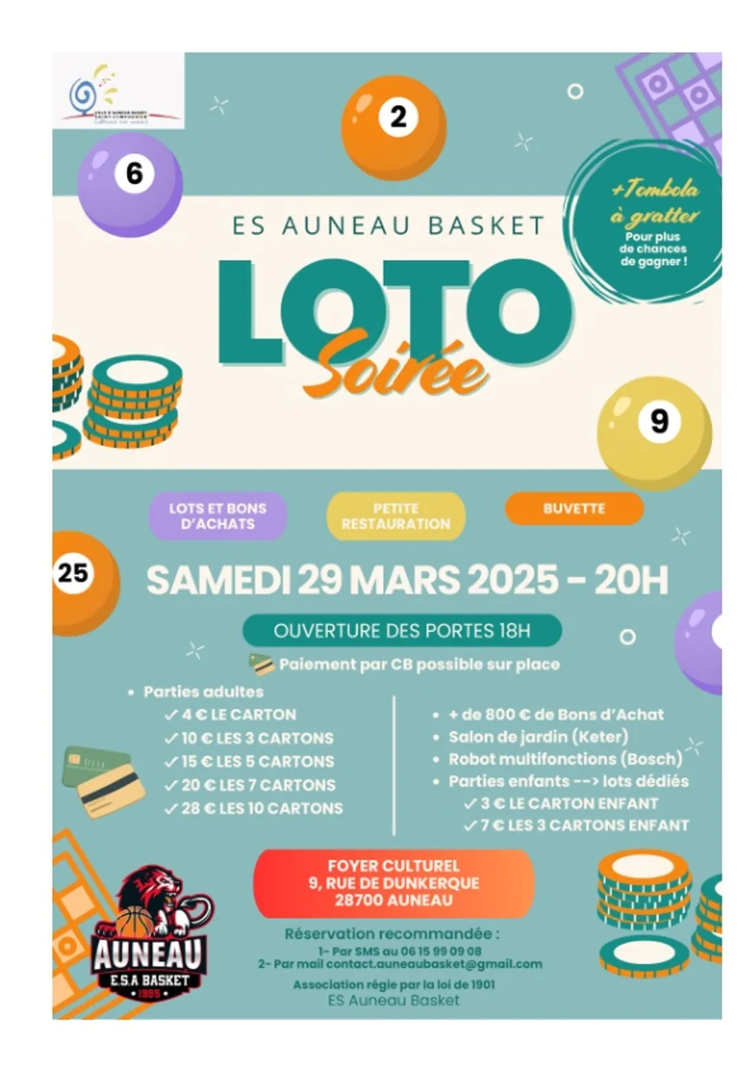 AUNEAU - Loto de l'ES Auneau Basket