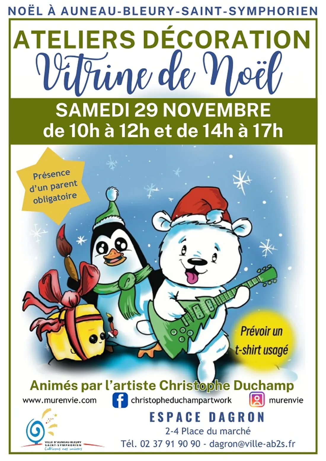 AUNEAU - Atelier : Décoration vitrine de Noël