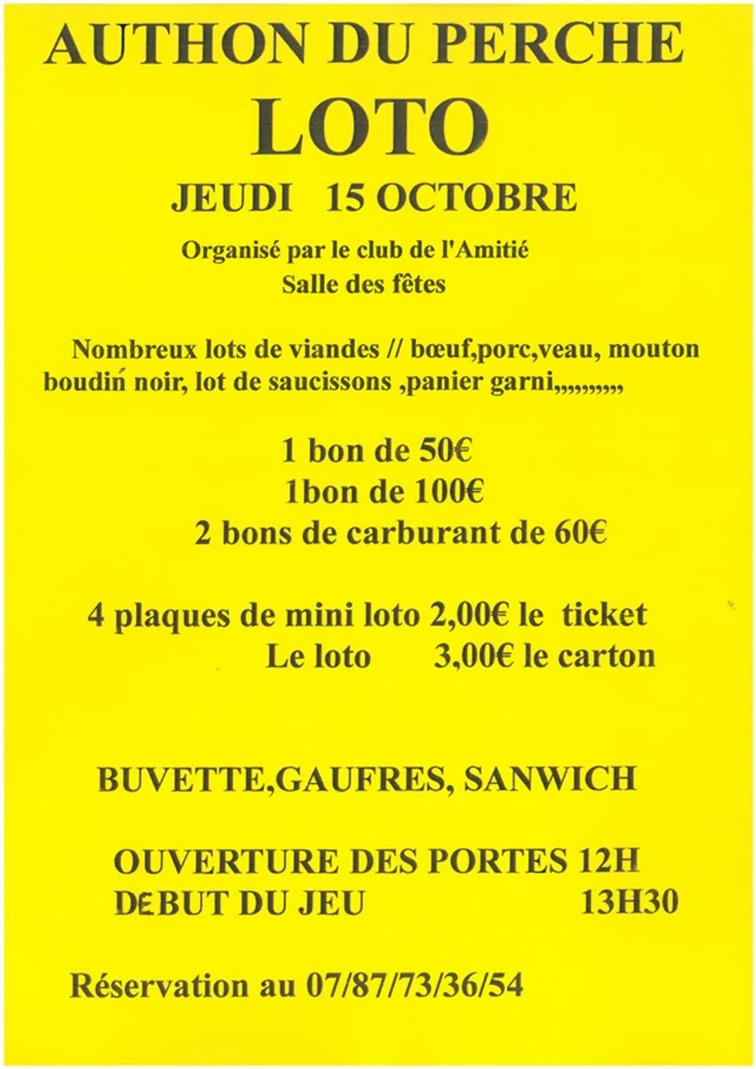 AUTHON-DU-PERCHE - Loto du club de l'amitié