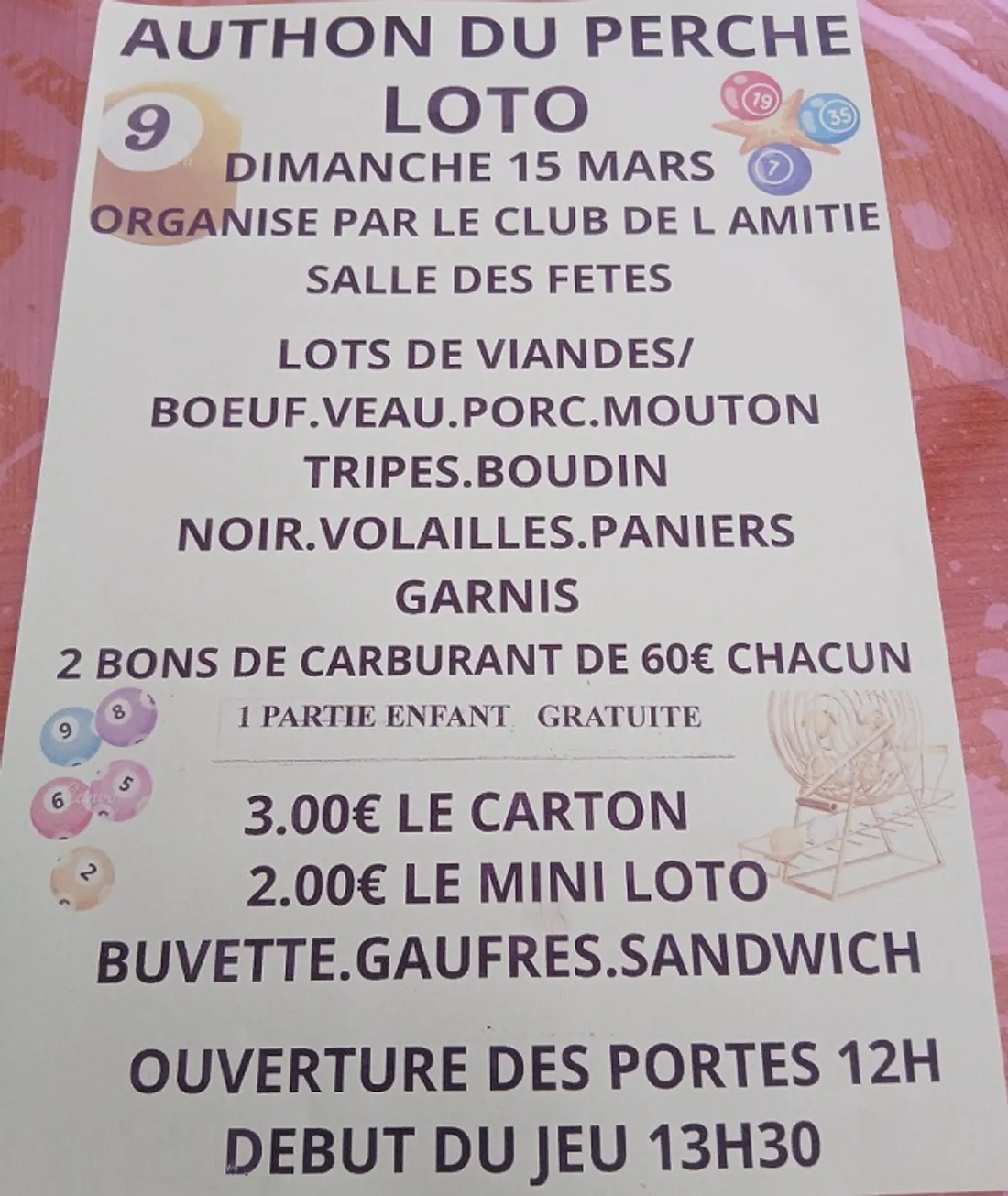 AUTHON-DU-PERCHE - Loto du Club de l'Amitié