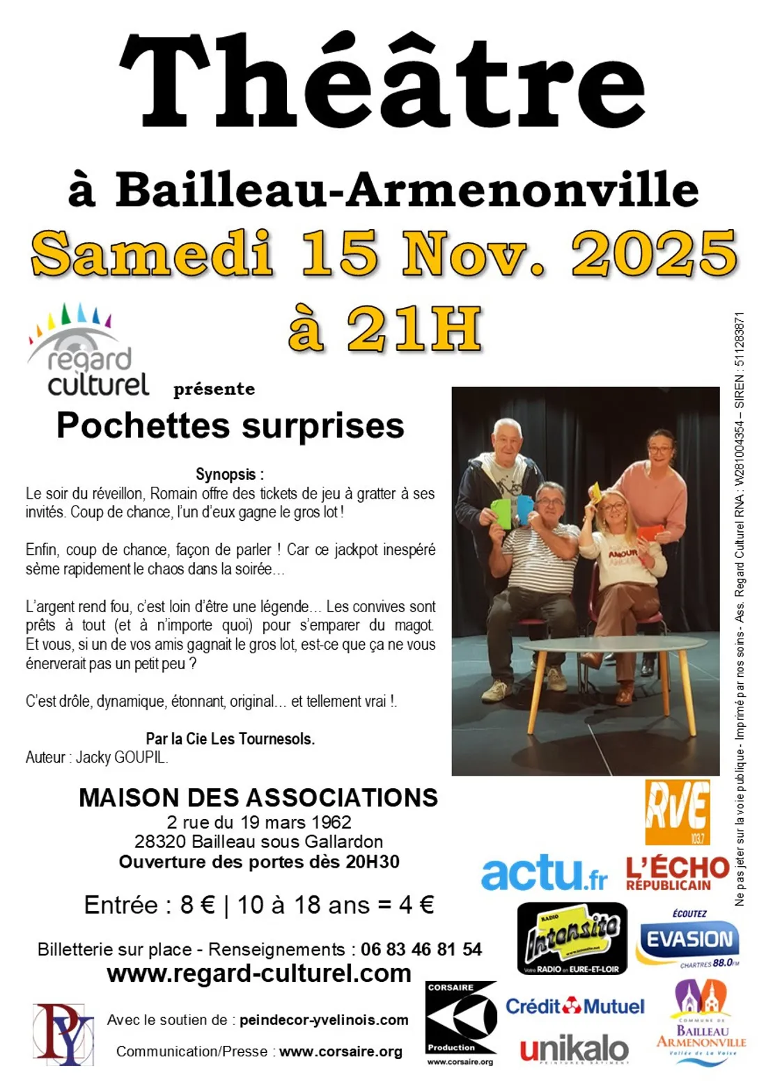 BAILLEAU-ARMENONVILLE - Théâtre : Pochettes surprises