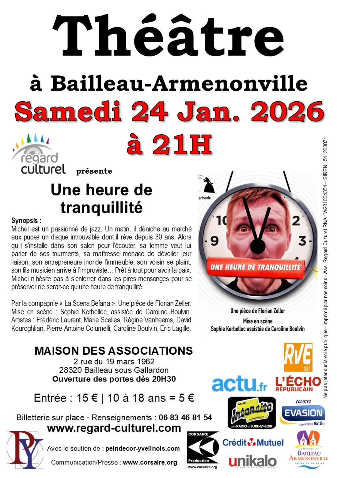 BAILLEAU-ARMENONVILLE - Théâtre : Une heure de tranquillité
