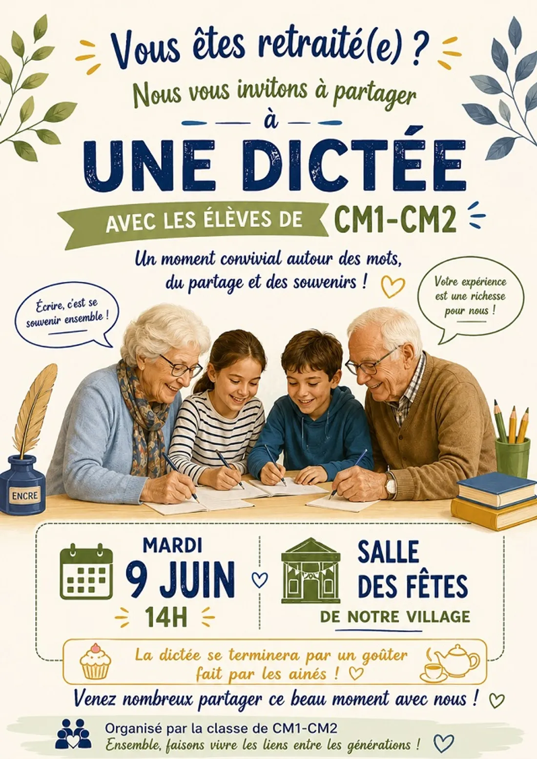 BAILLEAU-L'ÉVÊQUE - Dictée intergénérationnelle