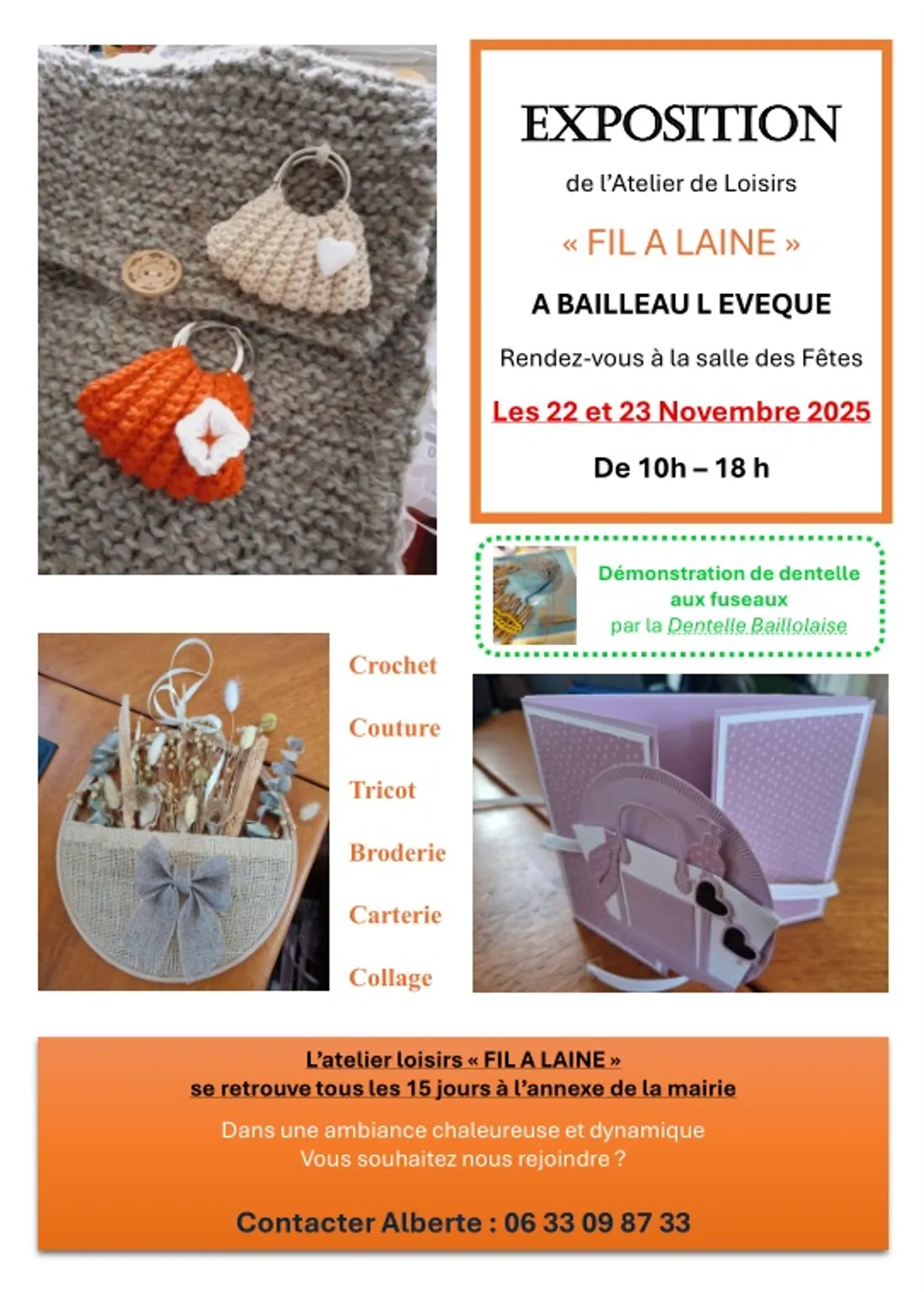 BAILLEAU-L'ÉVÊQUE - Exposition vente de l'association Fil à laine