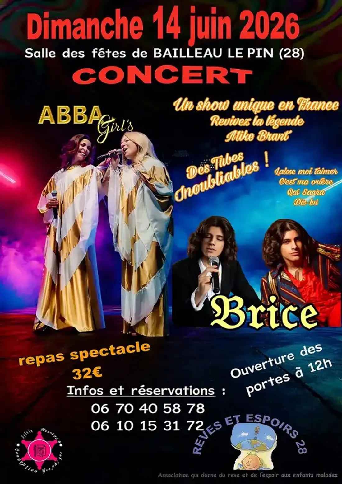 BAILLEAU-LE-PIN - Repas concert : Abba Girl / Brice, la légende Mike Brant