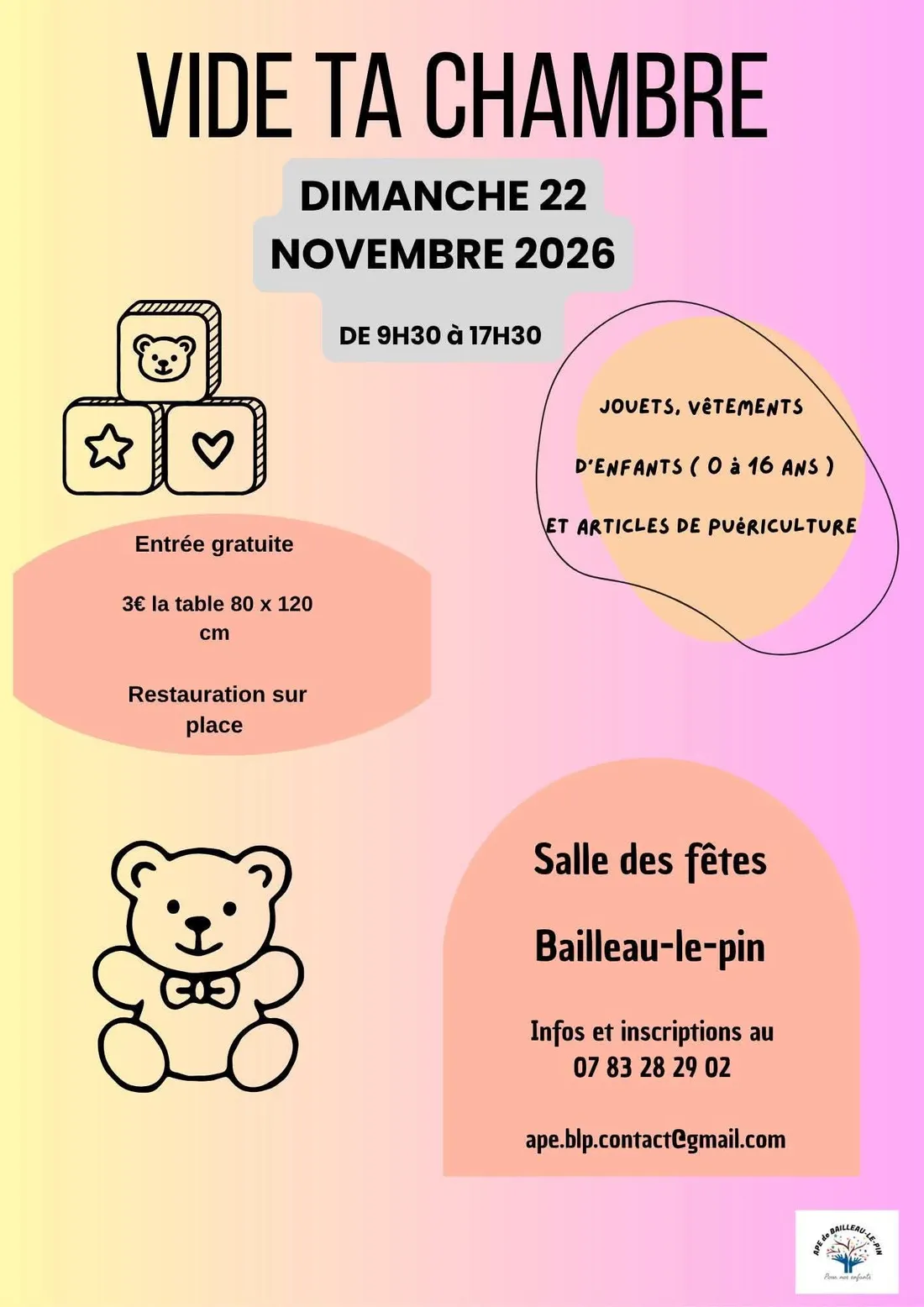 BAILLEAU-LE-PIN - Vide ta chambre de l'APE