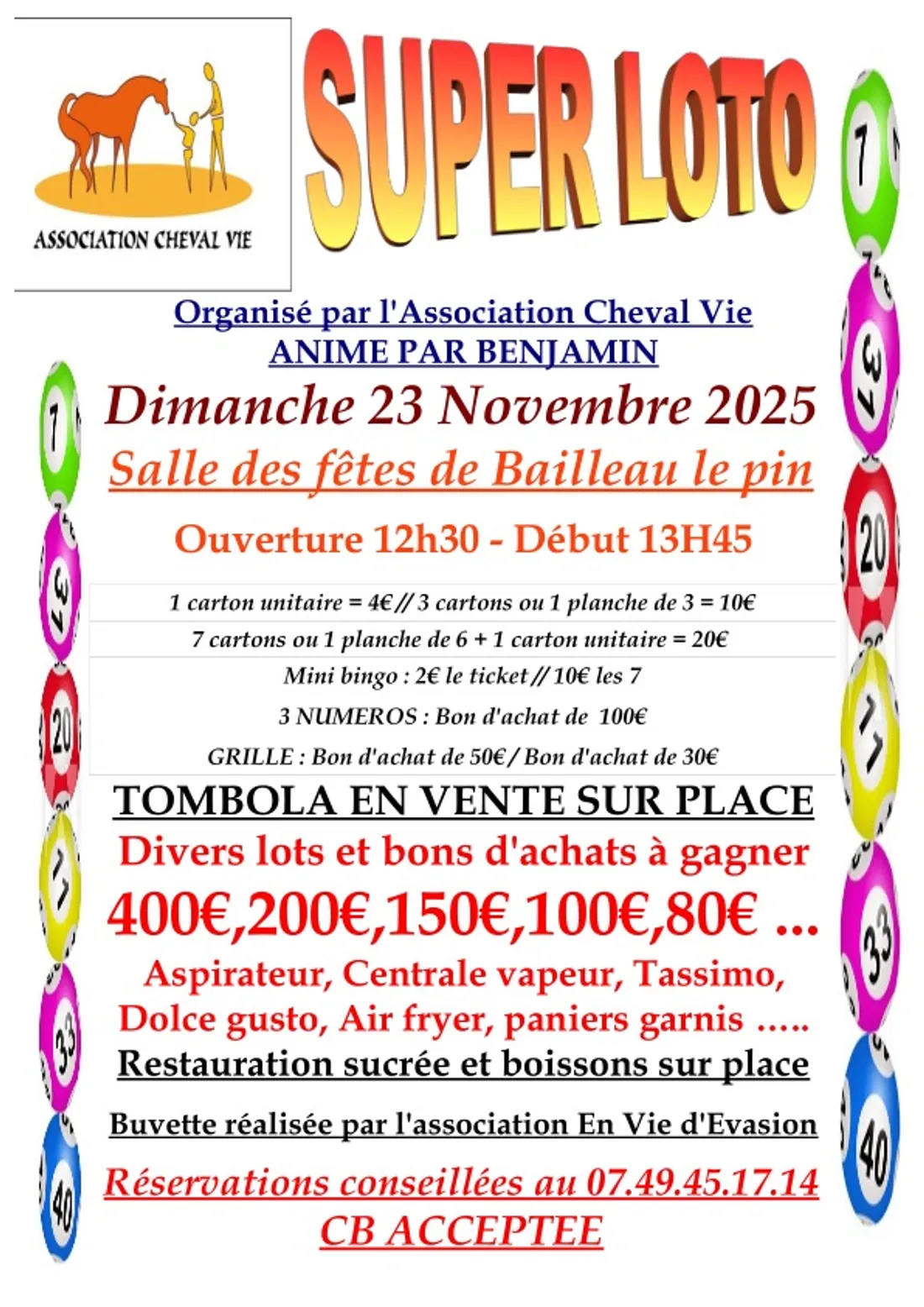 BAILLEAU-LE-PIN - Super loto de l'Association Cheval Vie