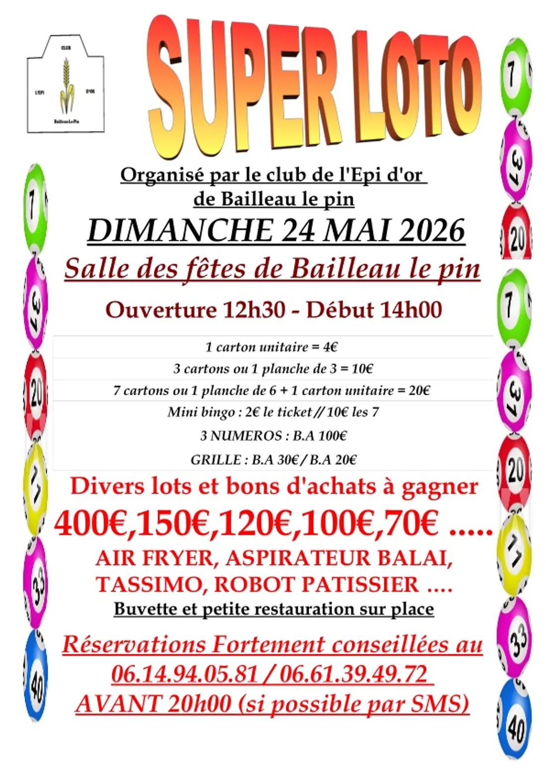 BAILLEAU-LE-PIN - Loto du club de l’Épi d'Or