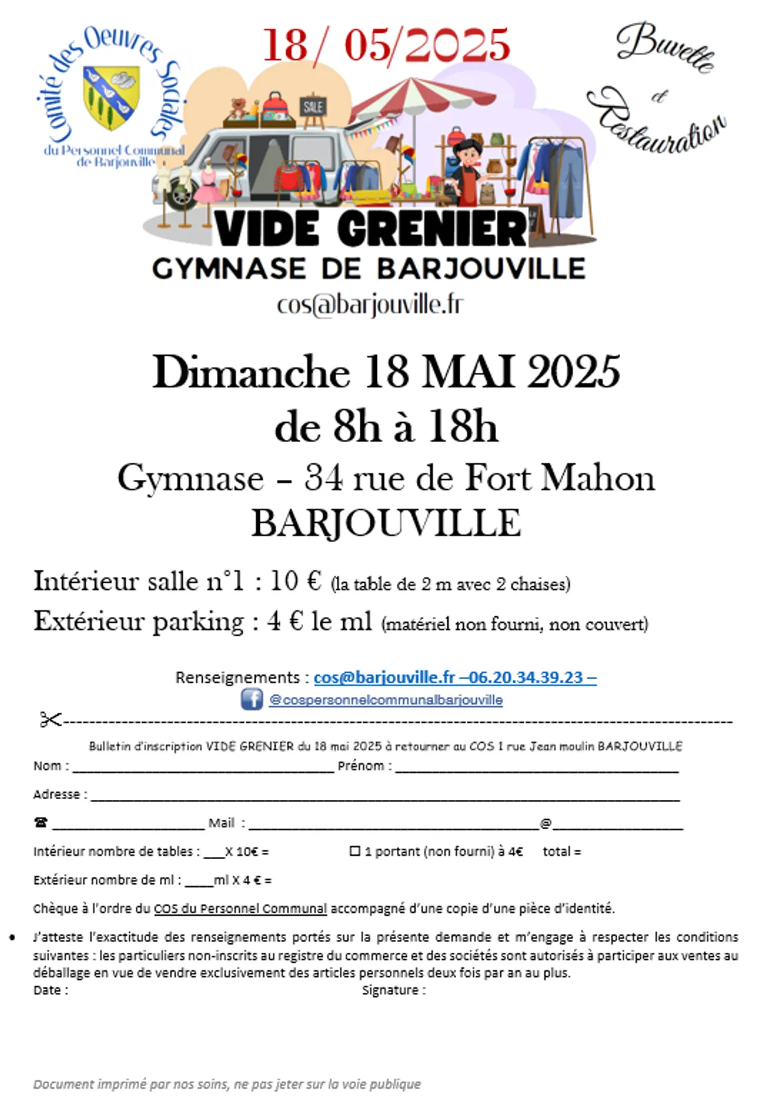 BARJOUVILLE - Vide-greniers du COS