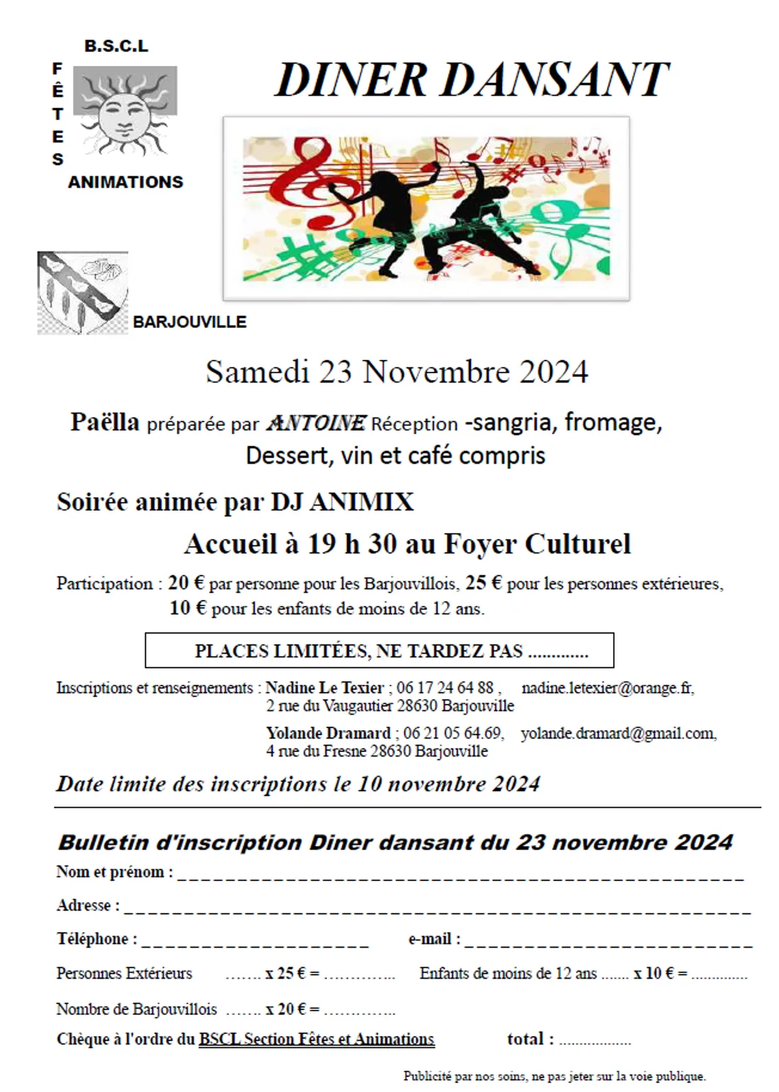 BARJOUVILLE - Dîner dansant du BSCL