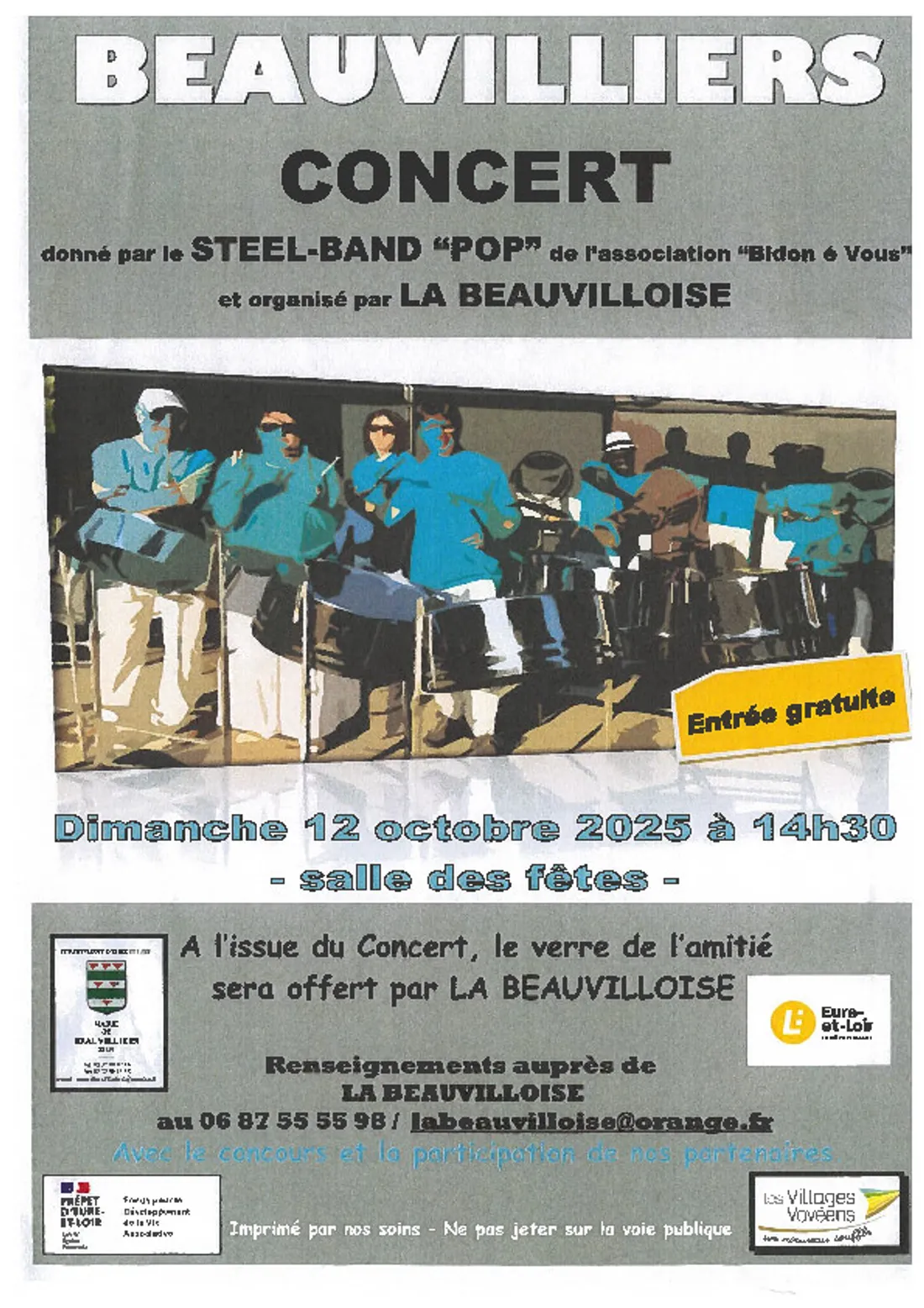 BEAUVILLIERS - Concert : Steel Band pop