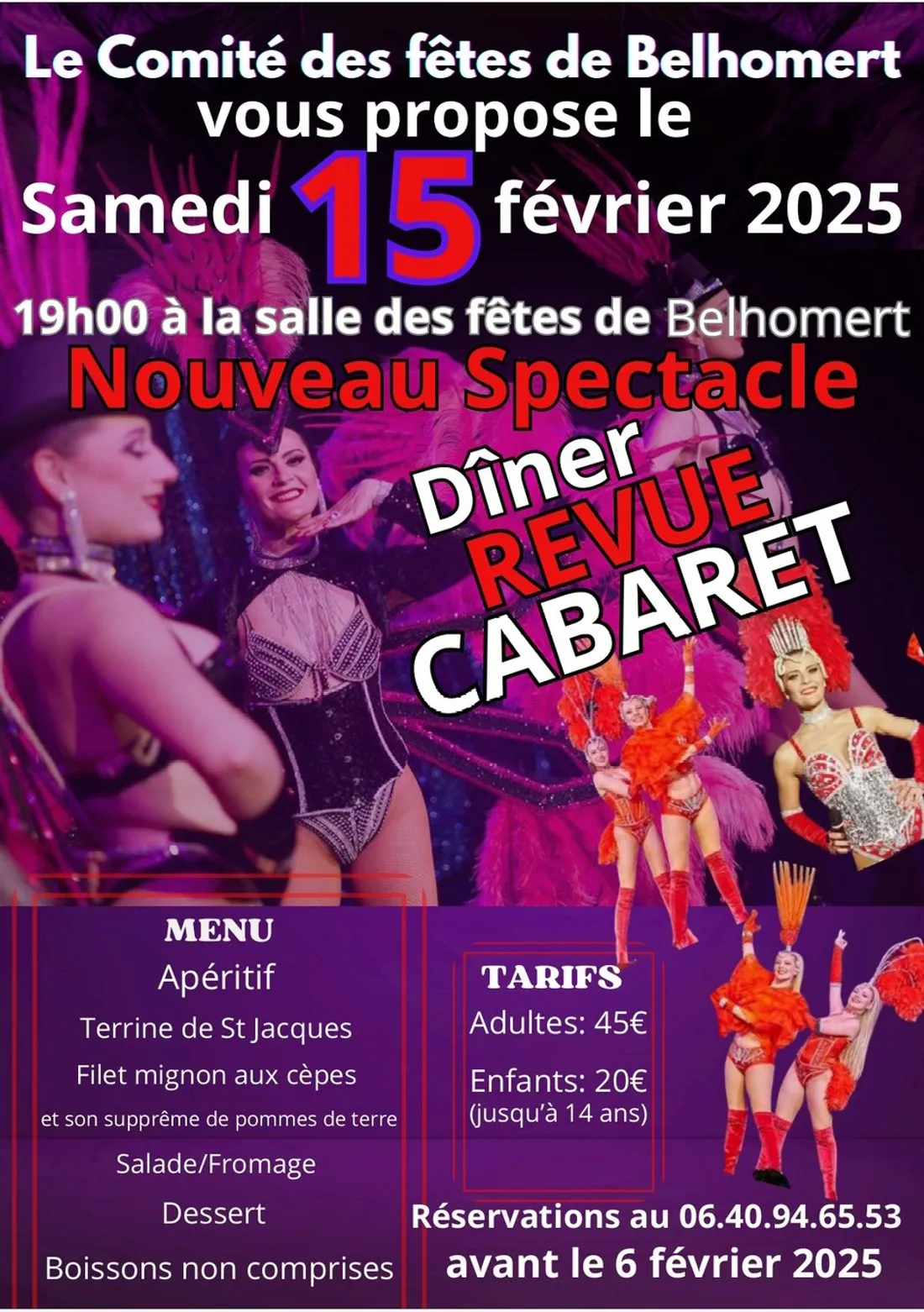 BELHOMERT-GUÉHOUVILLE - Dîner revue cabaret du comité des fêtes