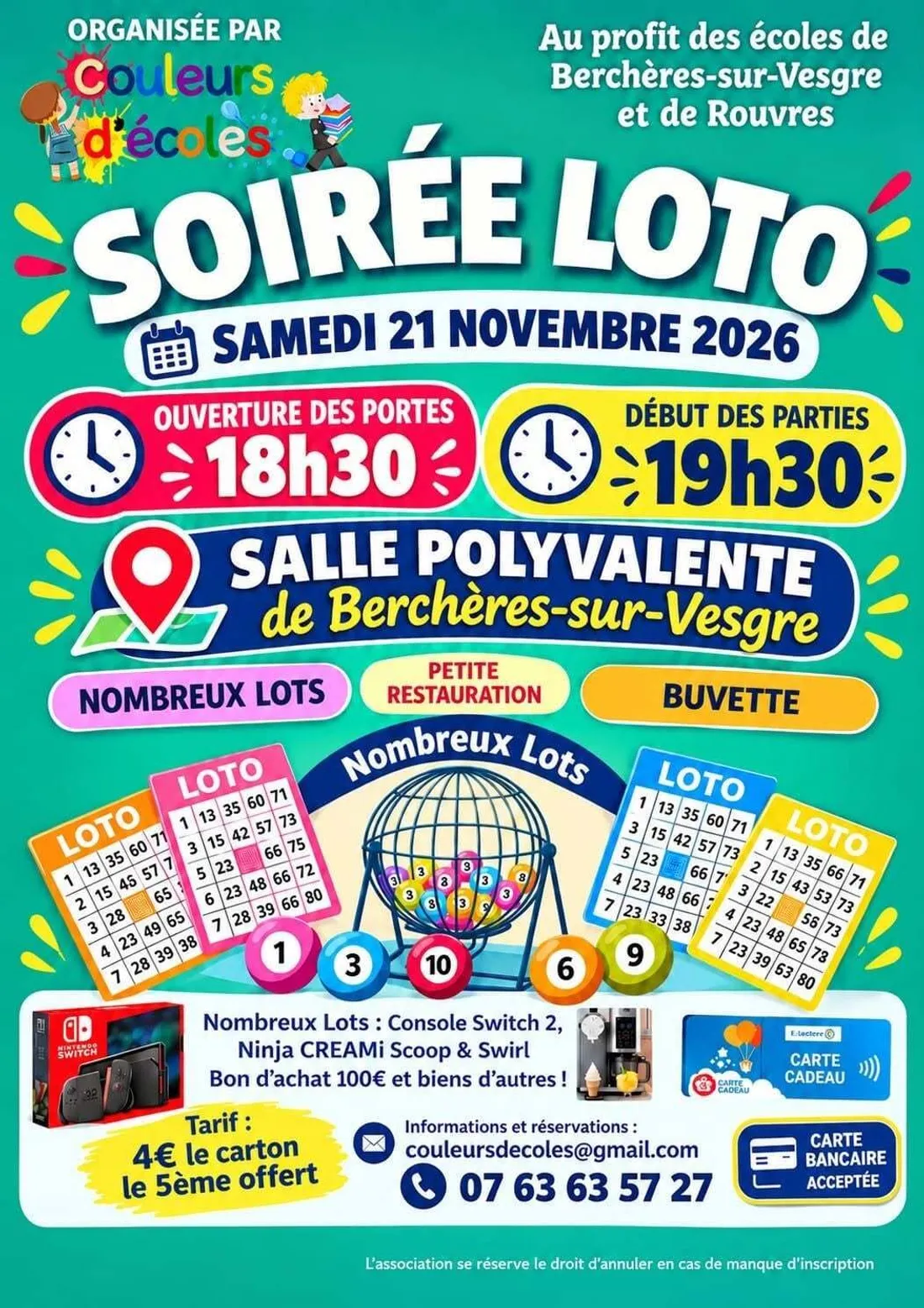 BERCHÈRES-SUR-VESGRE - Loto de Couleurs d'écoles