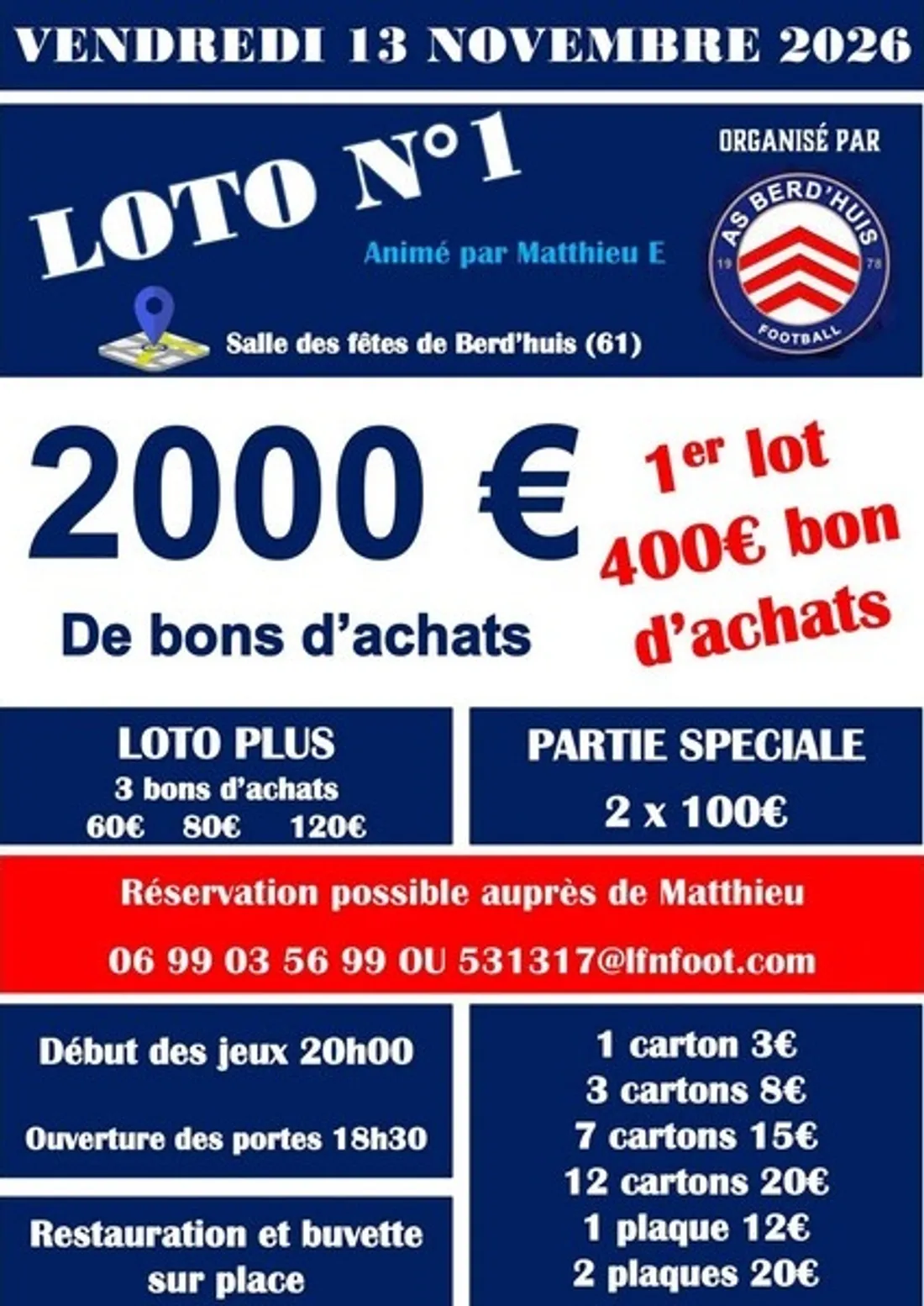 BERD'HUIS (61) - Loto de l'AS Berd'Huis