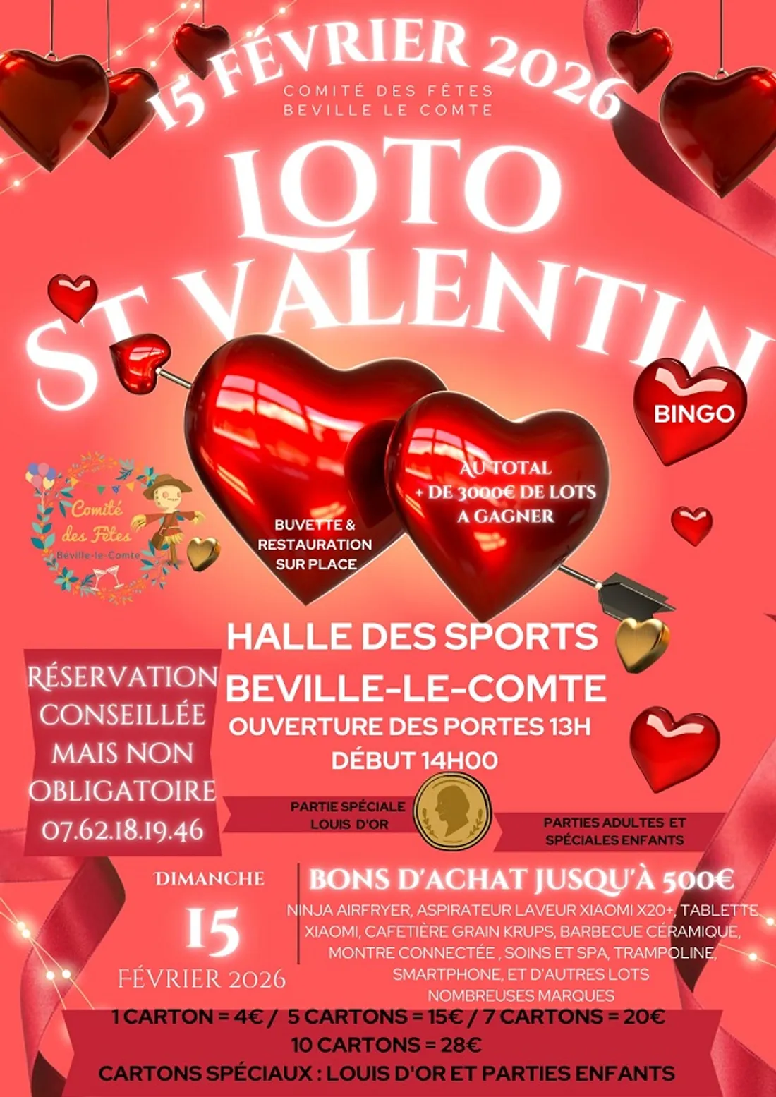 BÉVILLE-LE-COMTE - Loto Saint Valentin du comité des fêtes