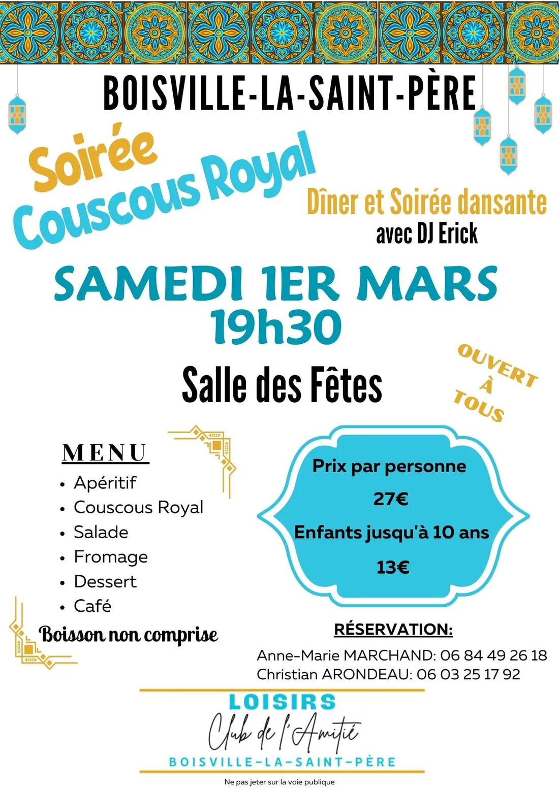 BOISVILLE-LA-SAINT-PÈRE - Soirée couscous royal du club de l'amitié