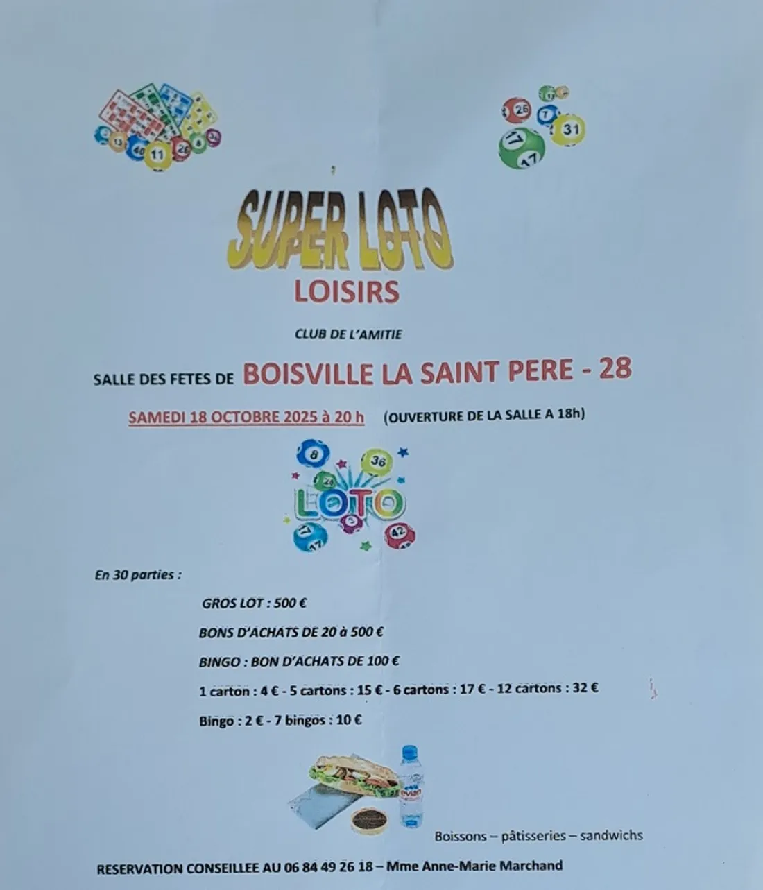 BOISVILLE-LA-SAINT-PÈRE - Super loto du club de l'amitié