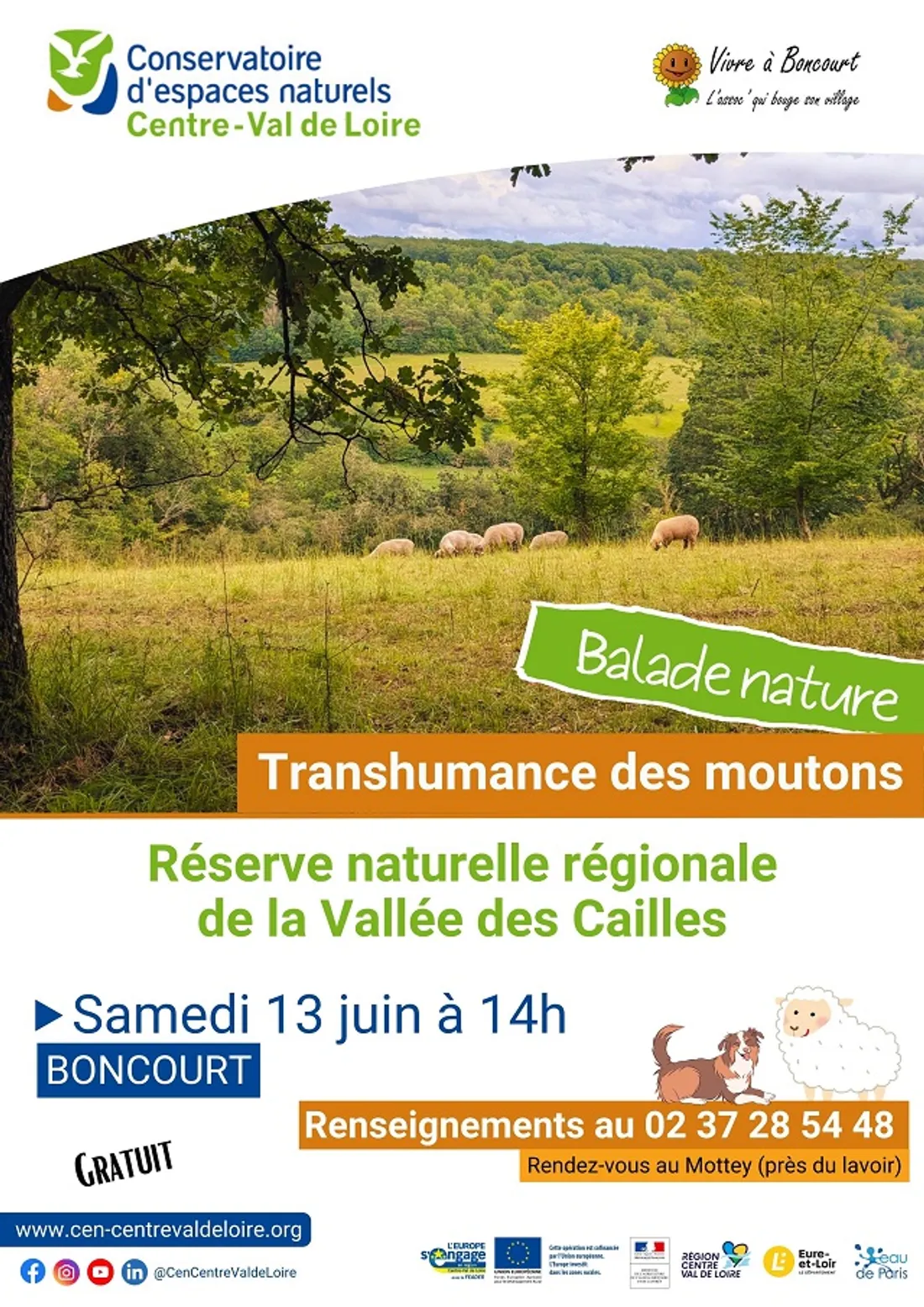 Samedi 13 juin à 14h00 à Boncourt, RNR Vallée des Cailles : Transhumance boncourtoise. Gratuit.