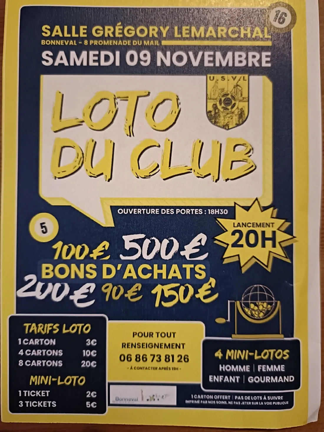 BONNEVAL - Loto de l'USVL