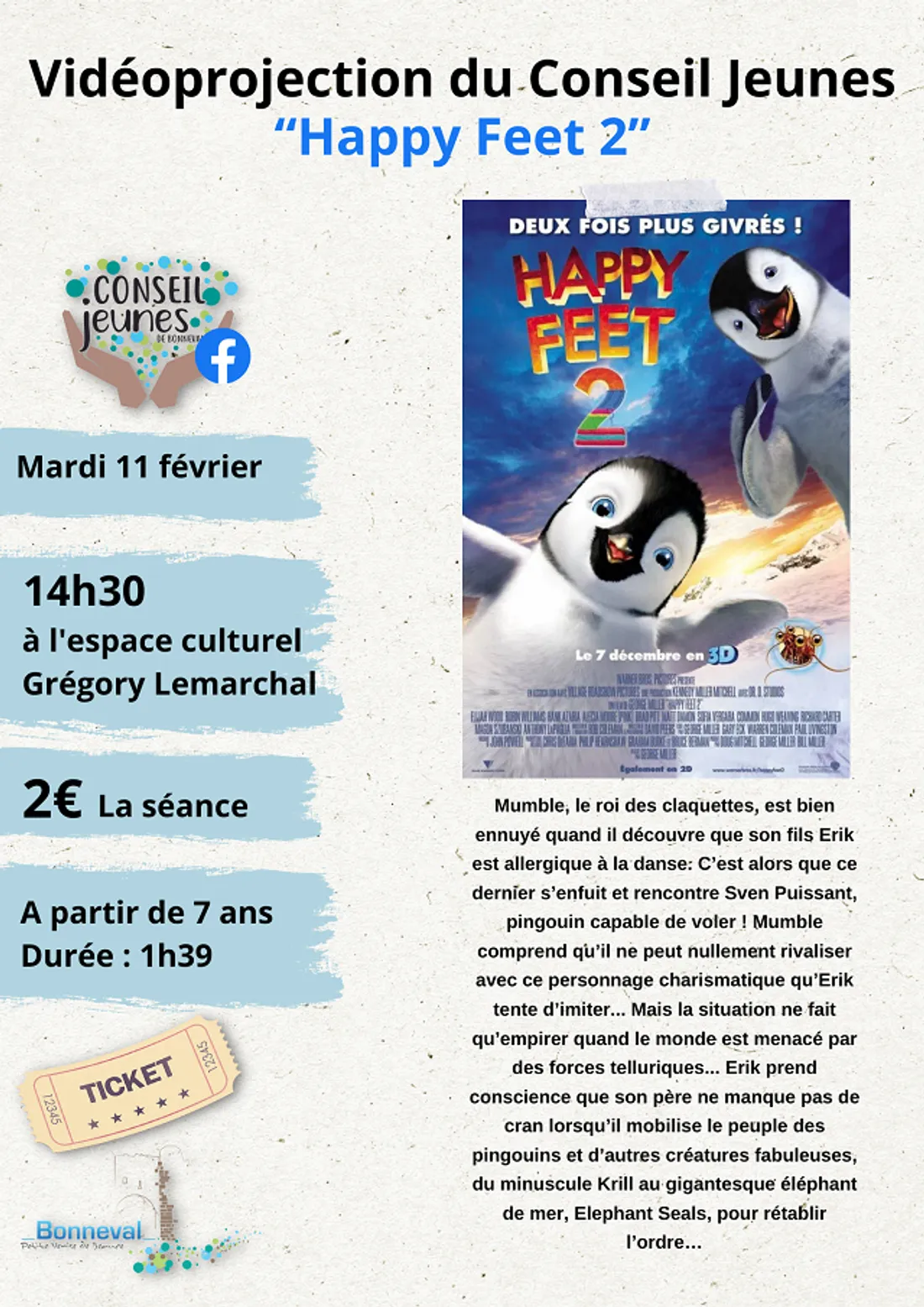 BONNEVAL - Vidéoprojection : Happy Feet 2