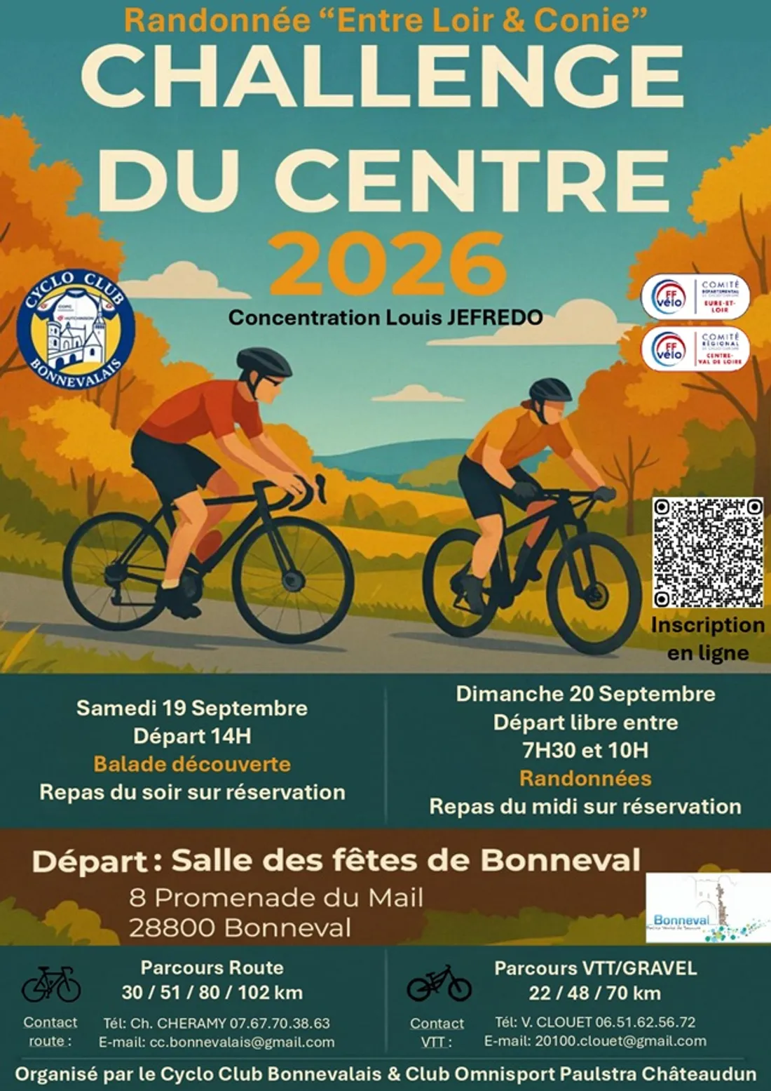 BONNEVAL - Cyclotourisme : Challenge du centre 2026