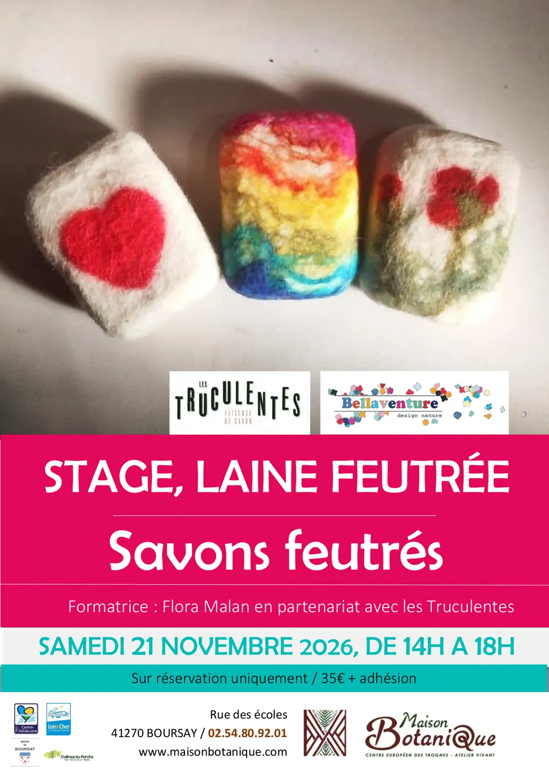 BOURSAY (41) - Stage, laine feutrée : savons feutrés