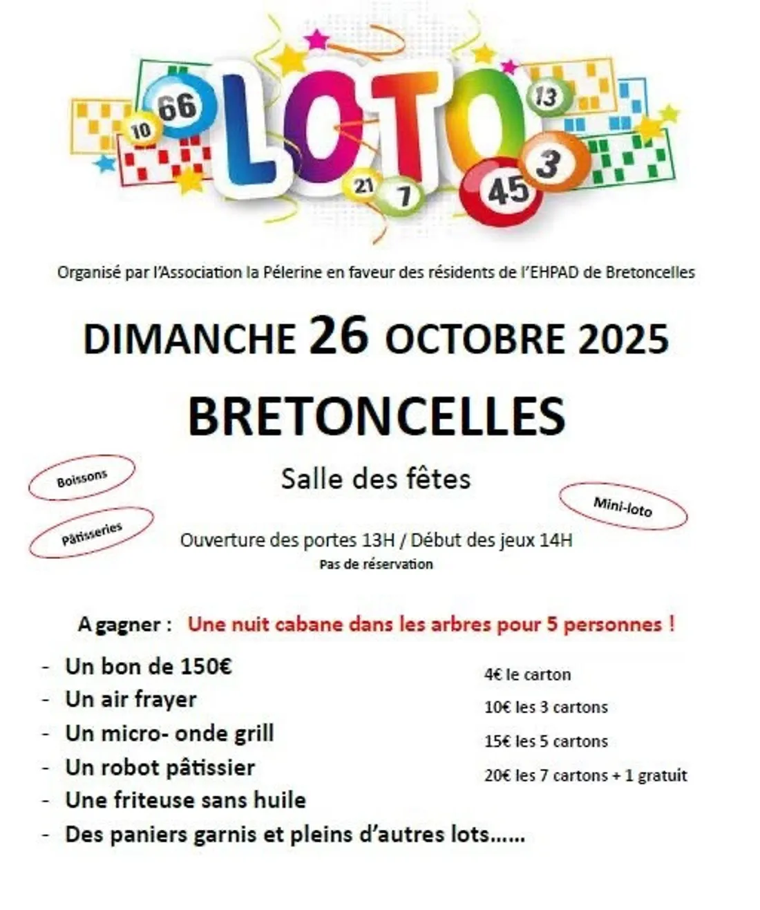 BRETONCELLES (61) - Loto de l'association La Pèlerine