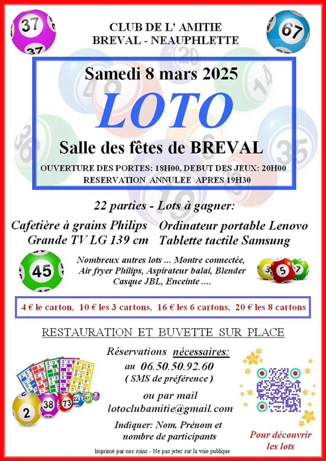 BRÉVAL (78) - Loto du club de l'amitié