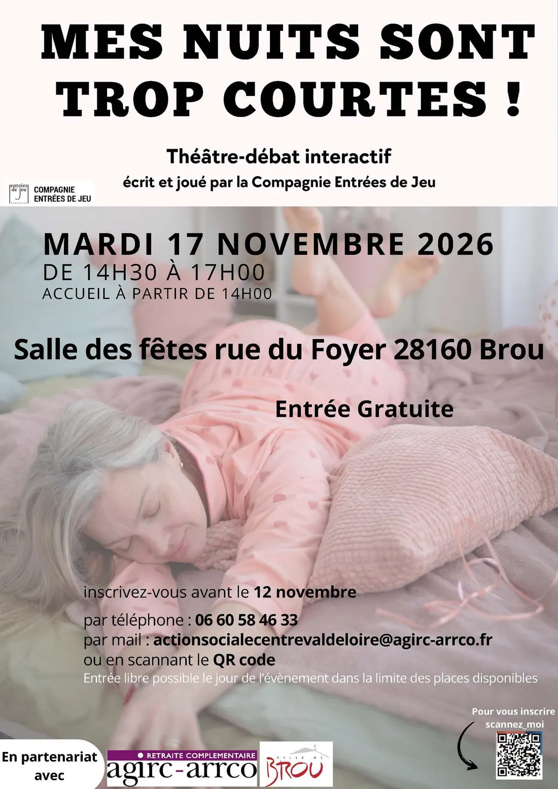 BROU - Théâtre débat interactif : Mes nuits sont trop courtes !