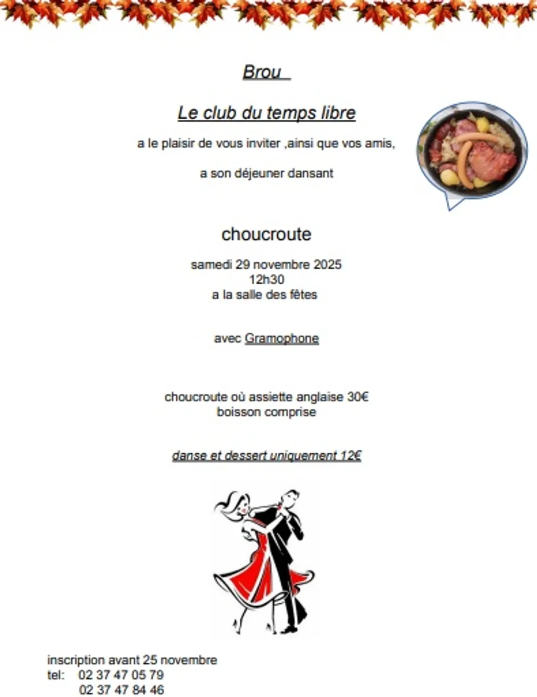 BROU - Choucroute dansante du Club du Temps Libre