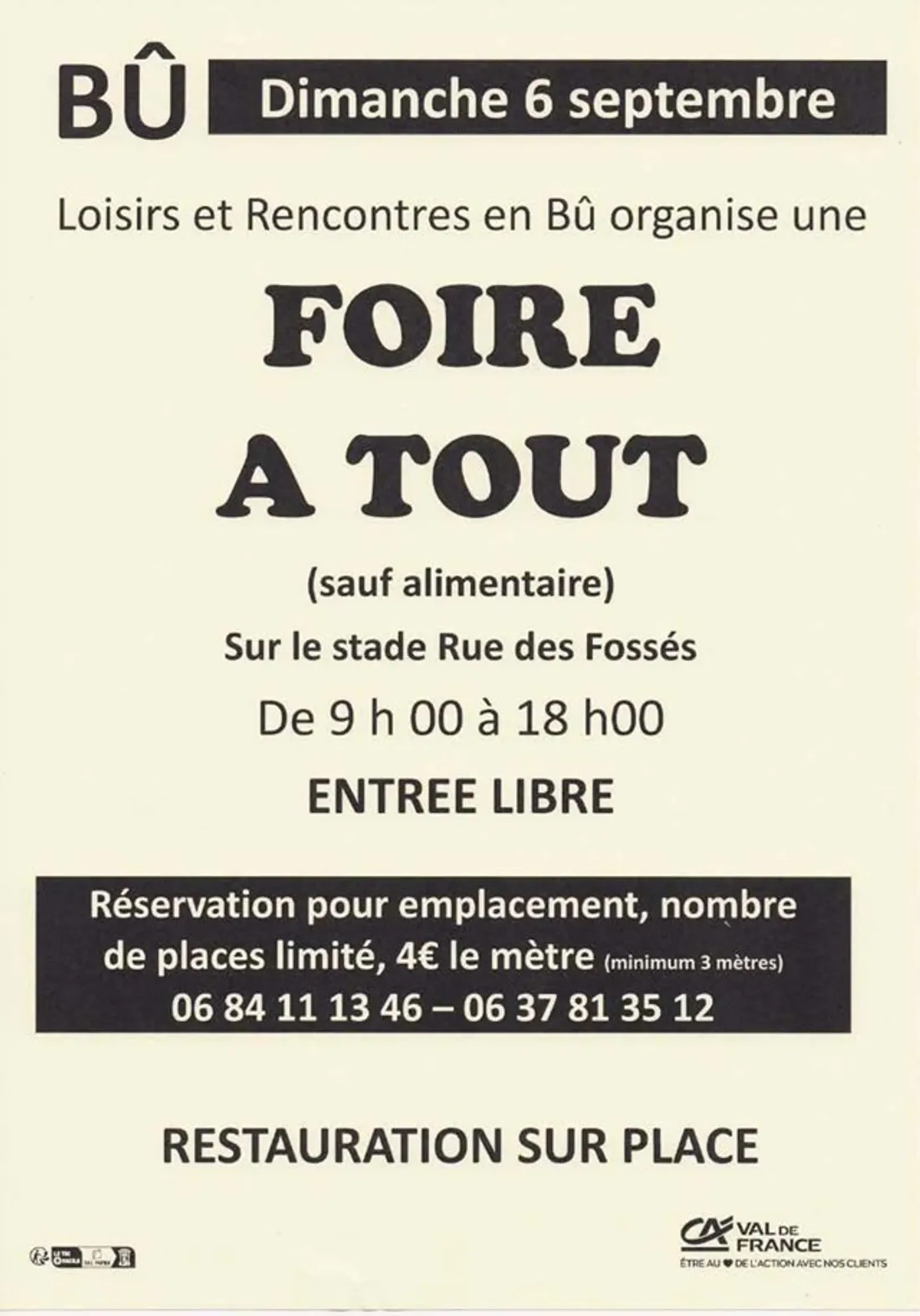 BÛ - Foire à tout de Loisirs et Rencontre en Bû