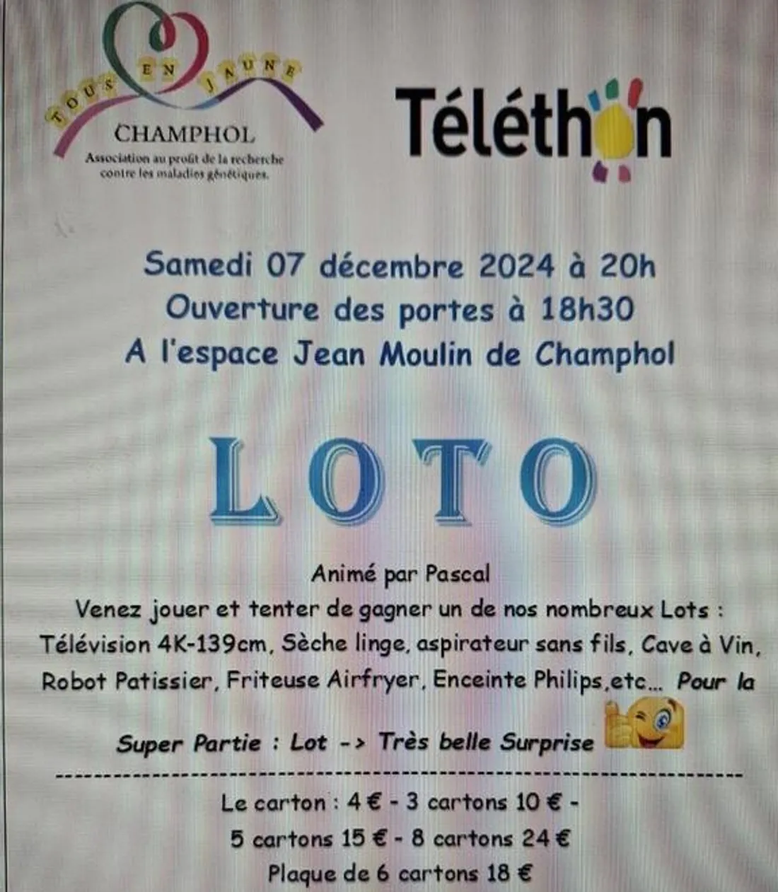 CHAMPHOL - Loto au profit du Téléthon