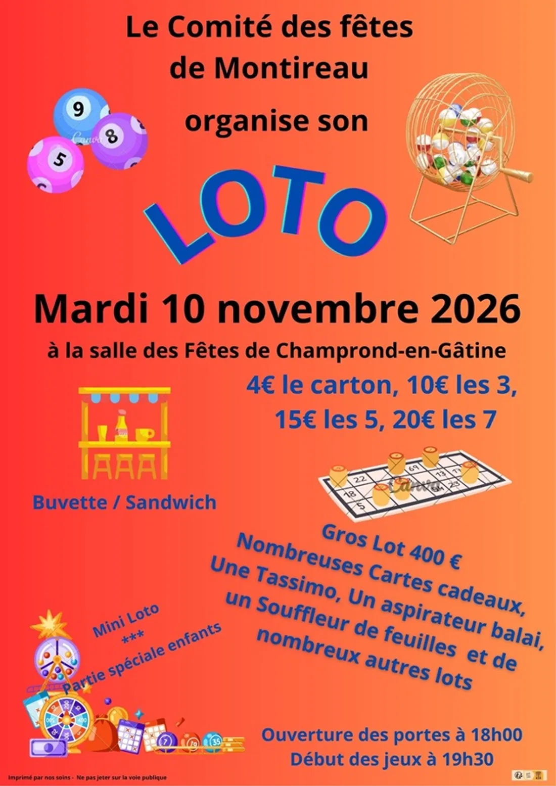 CHAMPROND-EN-GÂTINE - Loto du comité des fêtes de Montireau