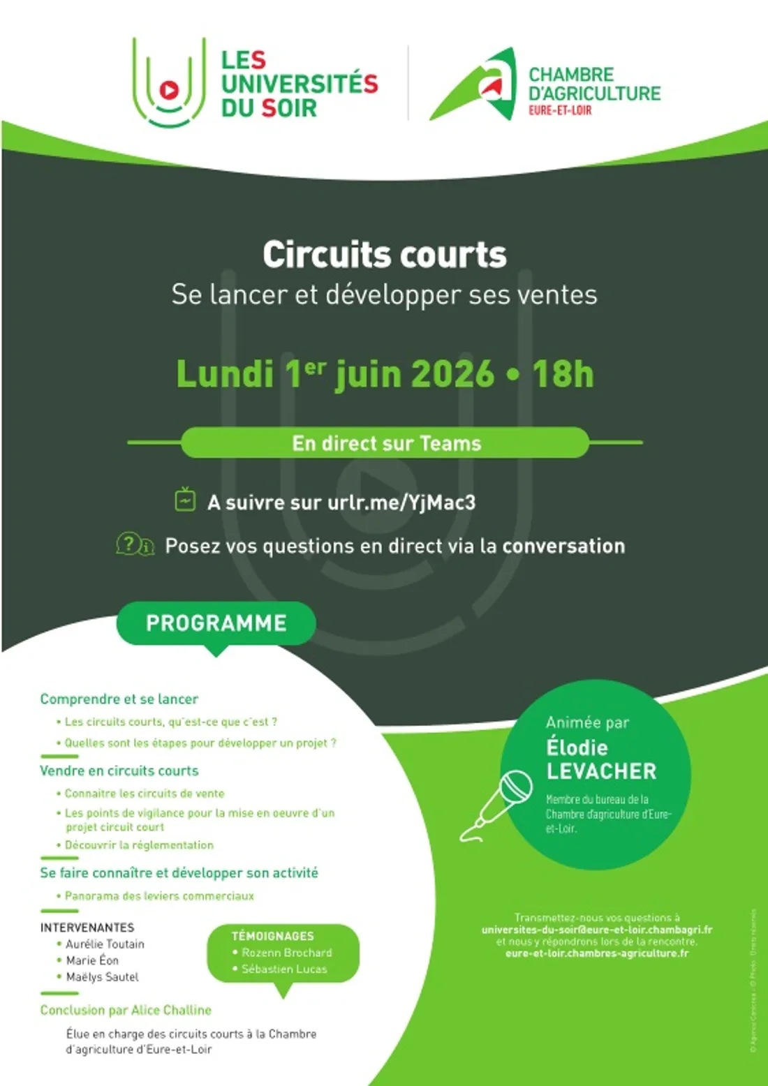 EURE-ET-LOIR - Les Universités du Soir : Circuits courts, se lancer et développer ses ventes