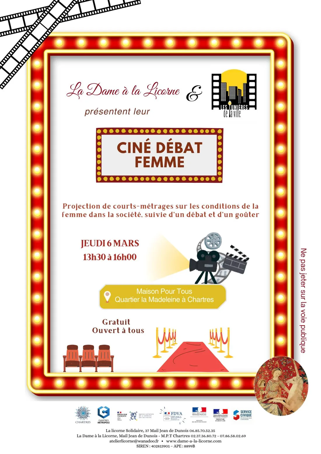 CHARTRES - Ciné débat : Projection de courts-métrages sur les conditions de la femme