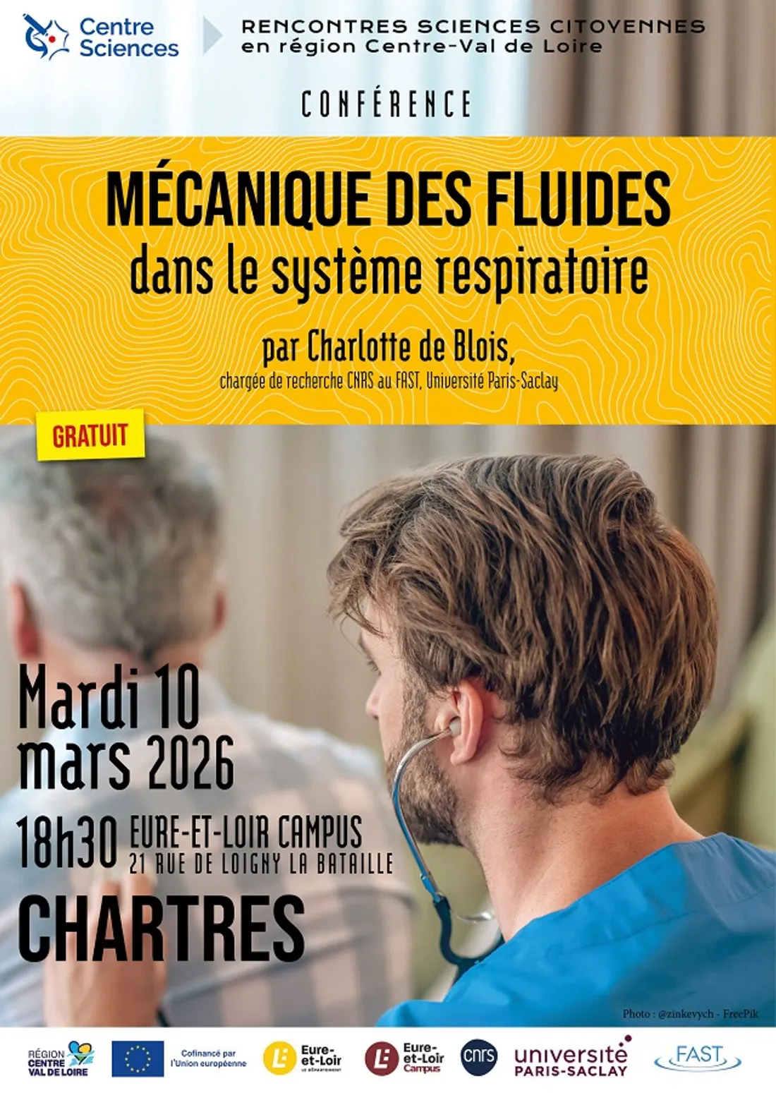 CHARTRES - Conférence : Mécanique des fluides dans le système respiratoire