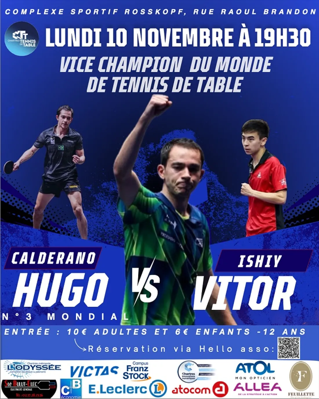 CHARTRES - Tennis de table : match d'exhibition VITOR ISHIY VS HUGO CALDERANO