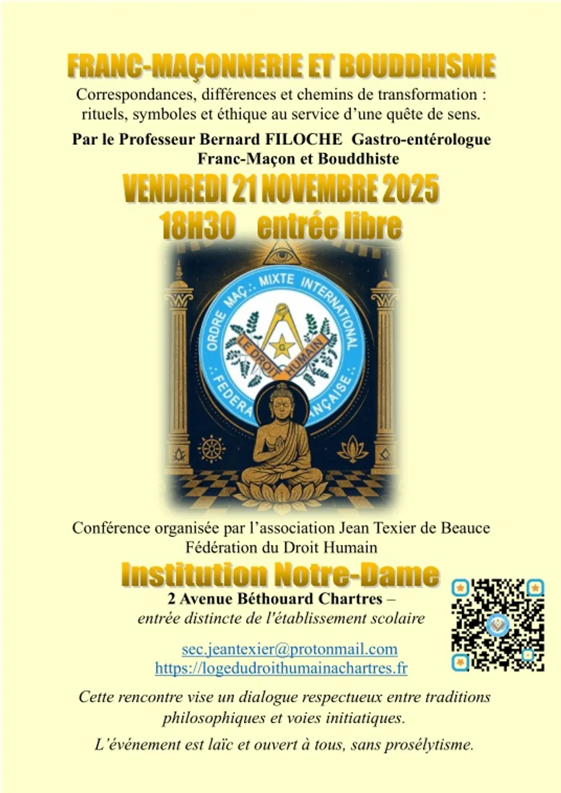 CHARTRES - Conférence : Franc-maçonnerie et bouddhisme