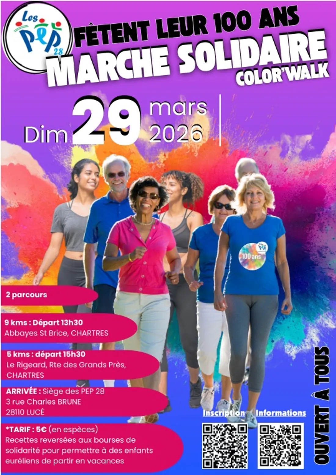 CHARTRES - Les PEP 28 fêtent leur 100 ans : Marche solidaire & Color Walk