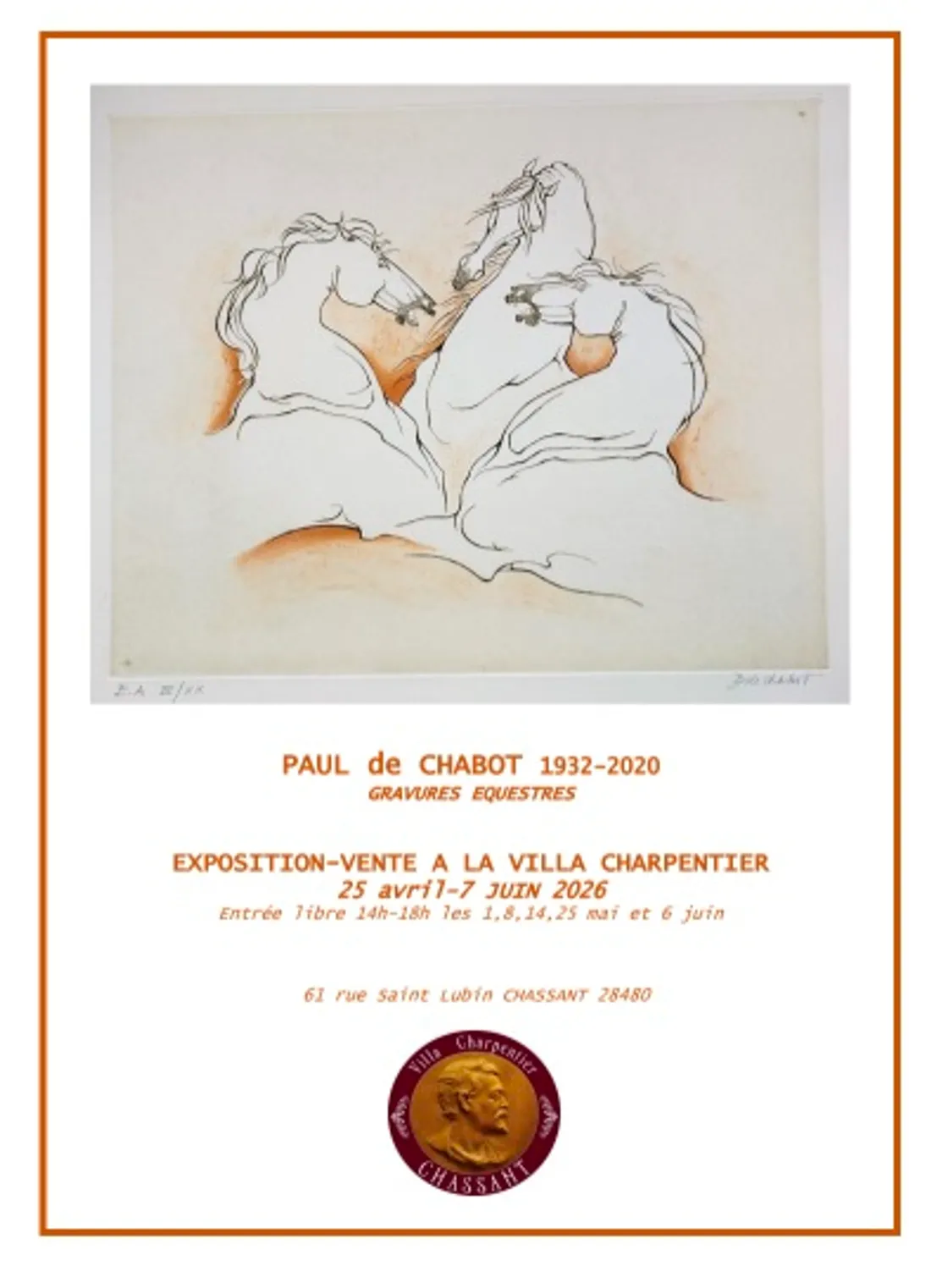 CHASSANT - Exposition vente : Paul de Chabot, gravures équestres