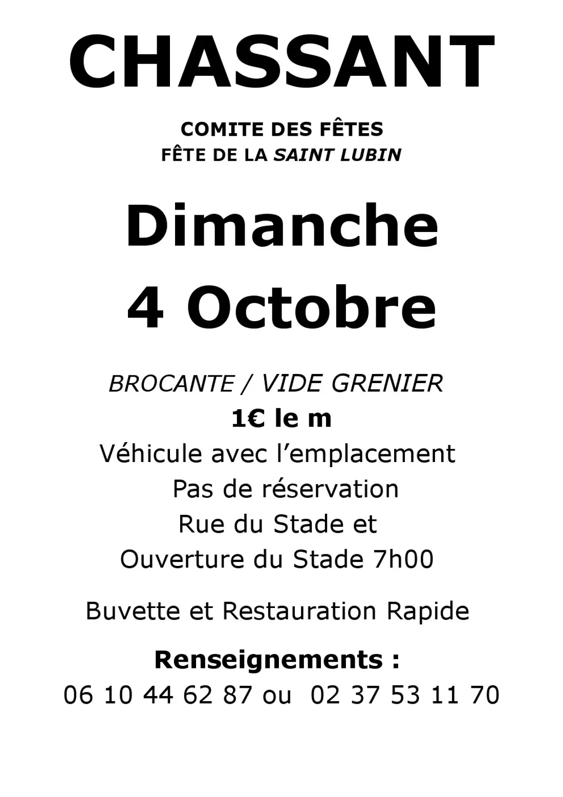 CHASSANT - Brocante de la Saint-Lubin
