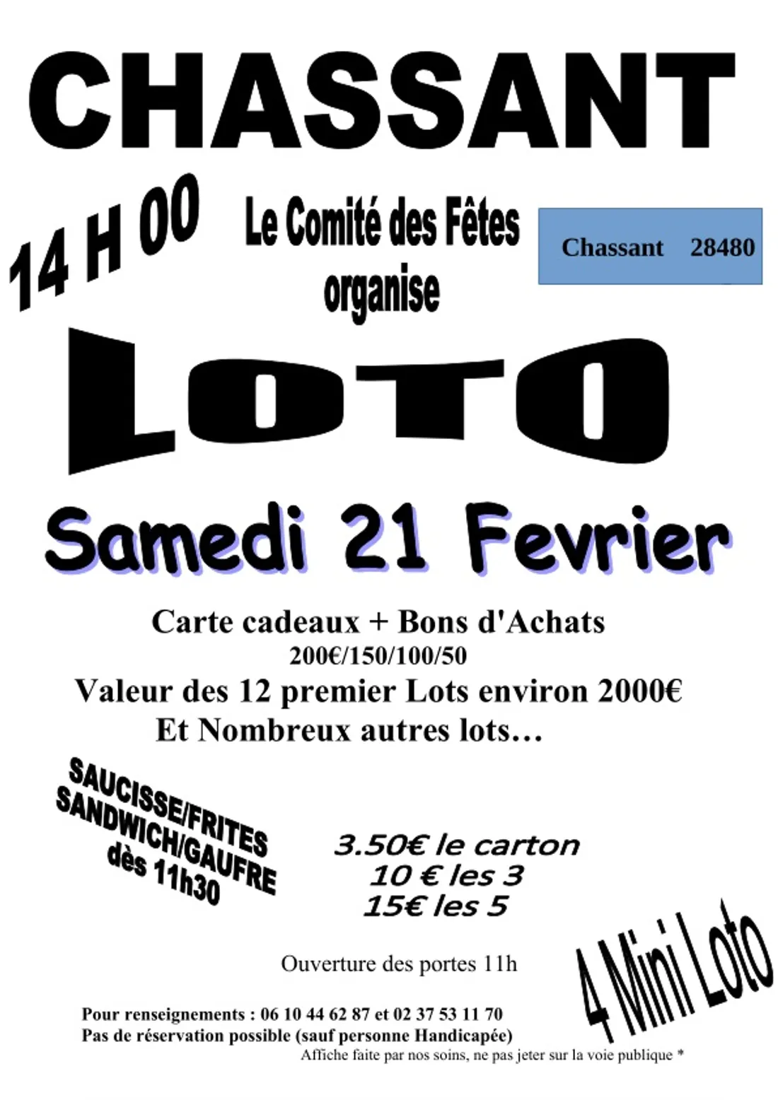 CHASSANT - Loto du comité des fêtes