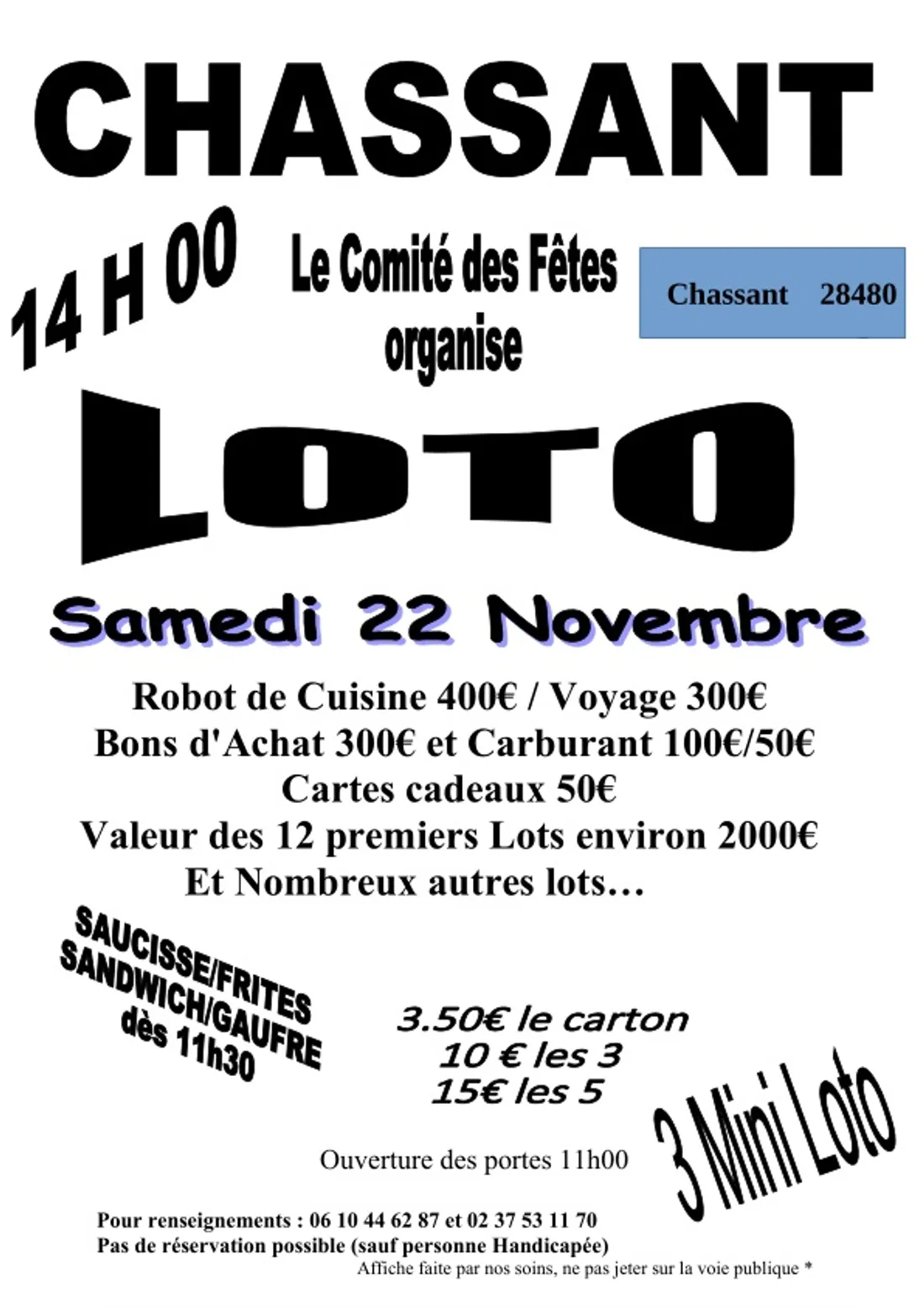 CHASSANT - Loto du comité des fêtes 