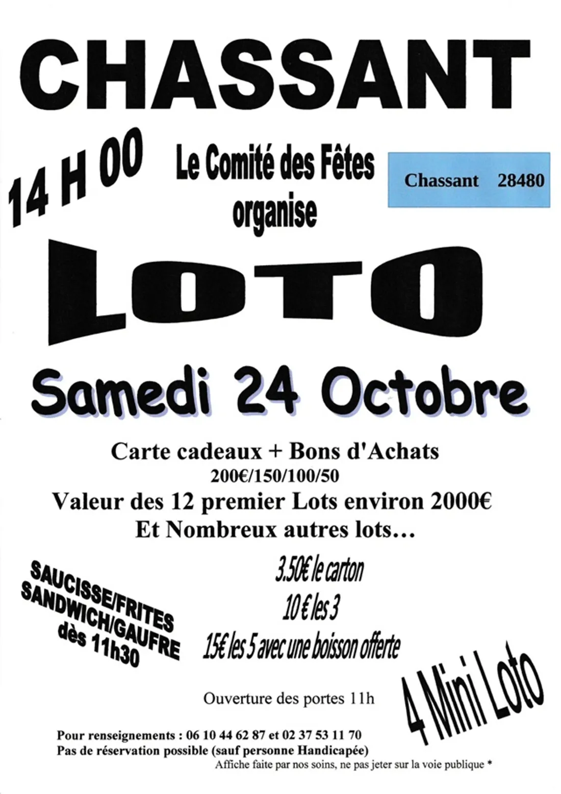 CHASSANT - Loto du comité des fêtes