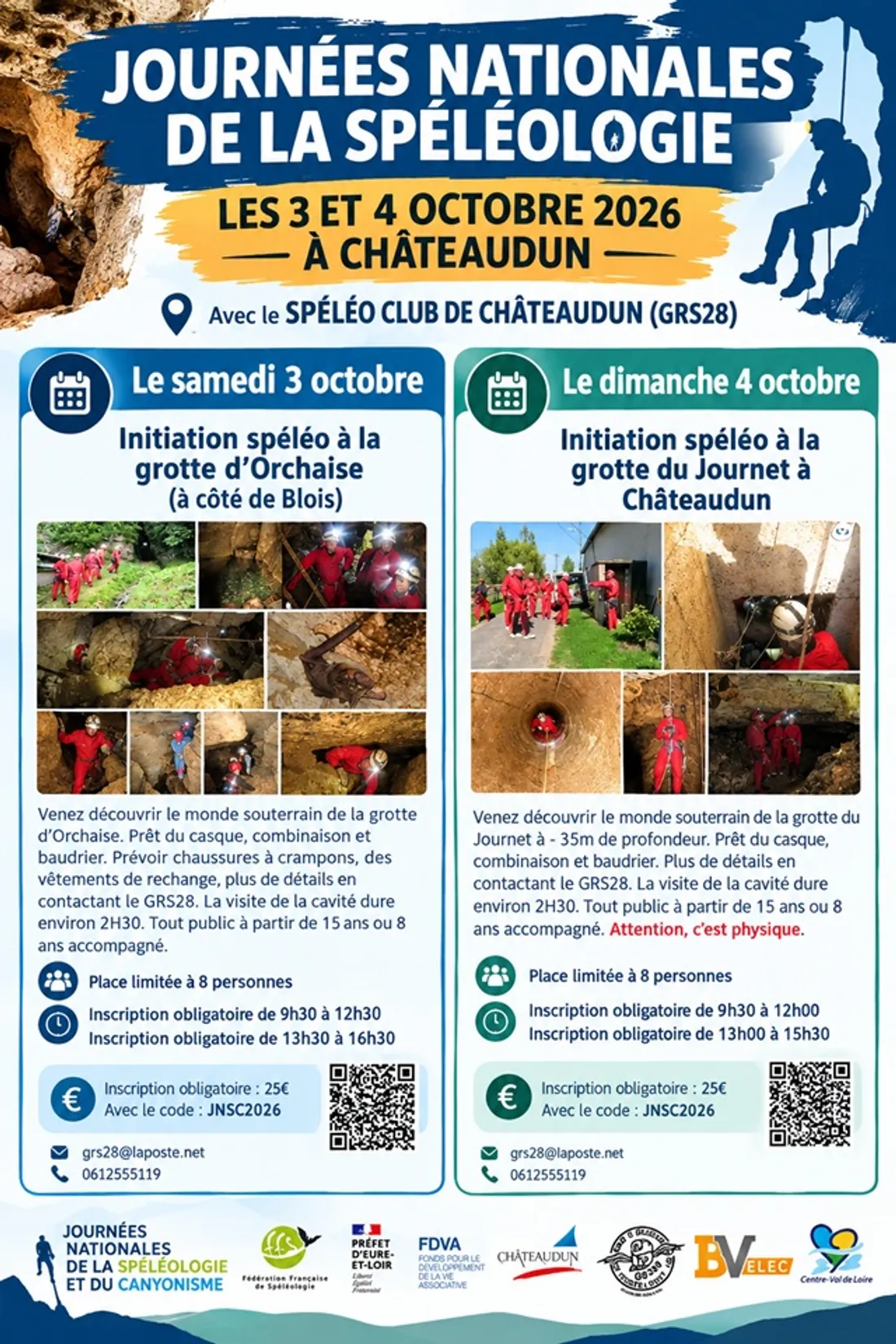 ORCHAISE (41) - Journées nationales de la spéléologie : Initiation spéléo à la grotte d’Orchaise