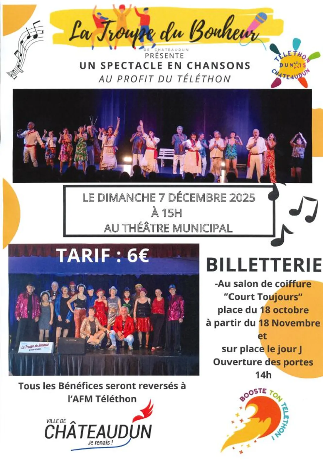 CHÂTEAUDUN - Spectacle : La Troupe du Bonheur au profit du Téléthon