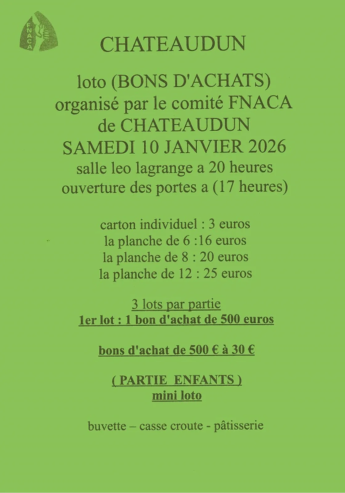 CHÂTEAUDUN – Loto du comité FNACA